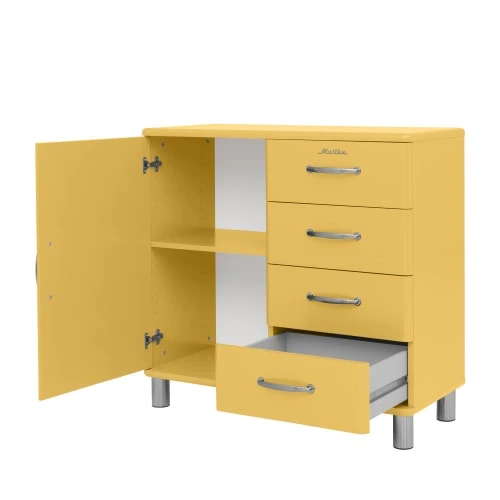 Tenzo Buffet Vintage 1 Porte 4 Tiroirs L98cm Jaune 5 Tenzo Buffet Vintage 1 Porte 4 Tiroirs L98cm Jaune – Image 5