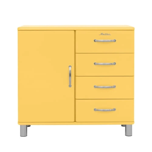 Tenzo Buffet Vintage 1 Porte 4 Tiroirs L98cm Jaune 1 Tenzo Buffet Vintage 1 Porte 4 Tiroirs L98cm Jaune