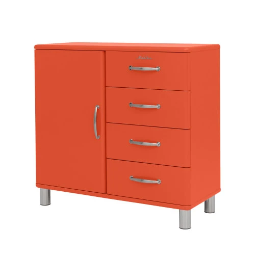 Tenzo Buffet Vintage 1 Porte 4 Tiroirs L98cm Rouge 3 Tenzo Buffet Vintage 1 Porte 4 Tiroirs L98cm Rouge – Image 3