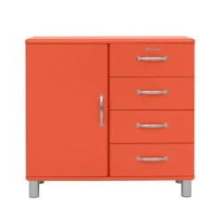 Tenzo Buffet Vintage 1 Porte 4 Tiroirs L98cm Rouge