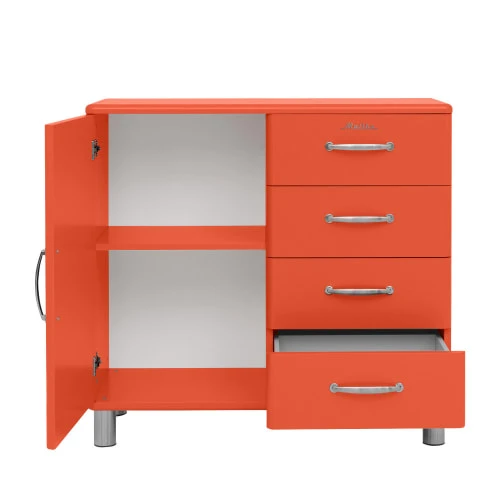 Tenzo Buffet Vintage 1 Porte 4 Tiroirs L98cm Rouge 4 Tenzo Buffet Vintage 1 Porte 4 Tiroirs L98cm Rouge – Image 4
