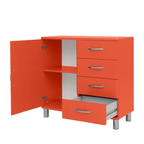 Tenzo Buffet Vintage 1 Porte 4 Tiroirs L98cm Rouge 5 Tenzo Buffet Vintage 1 Porte 4 Tiroirs L98cm Rouge – Image 5