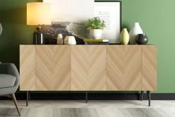 Alternative view of CONCEPT USINE Buffet Vintage En Bois Clair Et 3 Placards