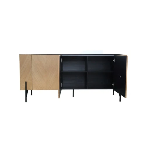 CONCEPT USINE Buffet Vintage En Bois Clair Et 3 Placards 4 CONCEPT USINE Buffet Vintage En Bois Clair Et 3 Placards – Image 4