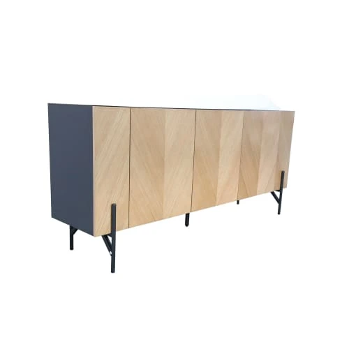 CONCEPT USINE Buffet Vintage En Bois Clair Et 3 Placards 5 CONCEPT USINE Buffet Vintage En Bois Clair Et 3 Placards – Image 5