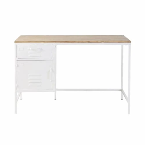 Maisons Du Monde Bureau 1 Tiroir 1 Porte En Métal Blanc Et Sapin 1 Maisons Du Monde Bureau 1 Tiroir 1 Porte En Métal Blanc Et Sapin
