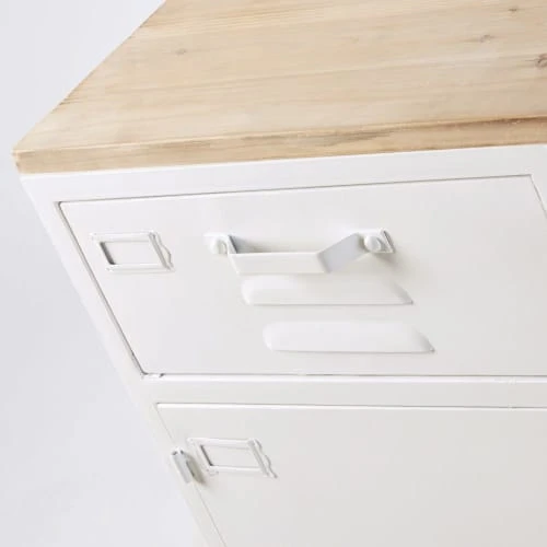 Maisons Du Monde Bureau 1 Tiroir 1 Porte En Métal Blanc Et Sapin 4 Maisons Du Monde Bureau 1 Tiroir 1 Porte En Métal Blanc Et Sapin – Image 4