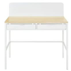Maisons Du Monde Bureau 2 Tiroirs Blanc Et Beige