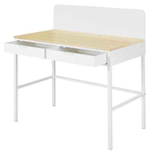 Maisons Du Monde Bureau 2 Tiroirs Blanc Et Beige 2 Maisons Du Monde Bureau 2 Tiroirs Blanc Et Beige – Image 2