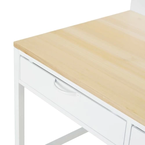 Maisons Du Monde Bureau 2 Tiroirs Blanc Et Beige 3 Maisons Du Monde Bureau 2 Tiroirs Blanc Et Beige – Image 3