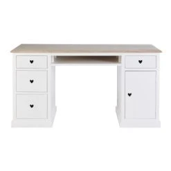 Maisons Du Monde Bureau 4 Tiroirs 1 Porte Blanc