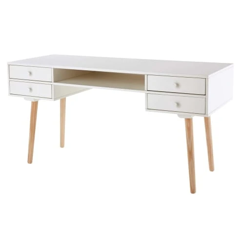 Maisons Du Monde Bureau 4 Tiroirs Blanc 2 Maisons Du Monde Bureau 4 Tiroirs Blanc – Image 2