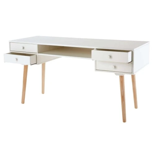 Maisons Du Monde Bureau 4 Tiroirs Blanc 3 Maisons Du Monde Bureau 4 Tiroirs Blanc – Image 3