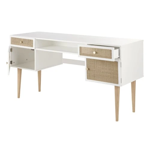 Maisons Du Monde Bureau Bicolore 2 Portes 2 Tiroirs Cannage En Rotin 2 Maisons Du Monde Bureau Bicolore 2 Portes 2 Tiroirs Cannage En Rotin – Image 2