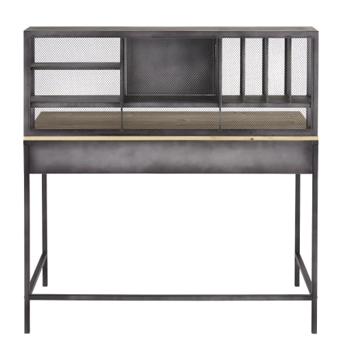Maisons Du Monde Bureau Industriel 1 Porte 2 Tiroirs En Métal Et Bois De Sapin 3 Maisons Du Monde Bureau Industriel 1 Porte 2 Tiroirs En Métal Et Bois De Sapin – Image 3
