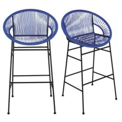 Maisons Du Monde Chaises De Bar De Jardin Professionnelles En Résine Bleue Klein (x2)