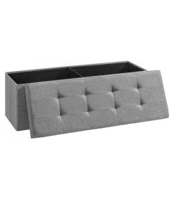 CALICOSY Coffre De Rangement Avec 2 Compartiments Intérieur - L110 Cm - Gris