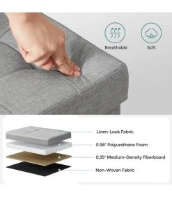 CALICOSY Coffre De Rangement Avec 2 Compartiments Intérieur - L110 Cm - Gris -Boutique Maisons du Monde coffre de rangement avec 2 compartiments interieur l110 cm gris 4