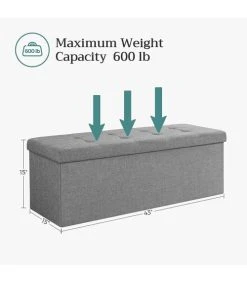 CALICOSY Coffre De Rangement Avec 2 Compartiments Intérieur - L110 Cm - Gris -Boutique Maisons du Monde coffre de rangement avec 2 compartiments interieur l110 cm gris 5