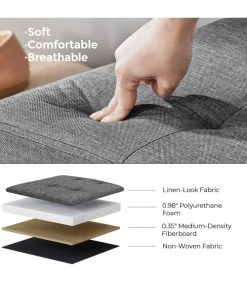 CALICOSY Coffre De Rangement Avec Couvercle Pliable Par 2 Côtés - L76 Cm - Gris -Boutique Maisons du Monde coffre de rangement avec couvercle pliable par 2 cotes l76 cm gris 3