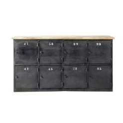 Maisons Du Monde Comptoir Industriel En Métal Gris Anthracite Et Bois De Manguier