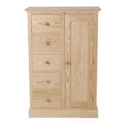 Grenier Alpin Farinier Pin Massif Brut 5 Tiroirs 1 Porte