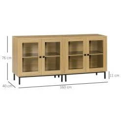 Alternative view of HOMCOM Lot De 2 Buffets - 2 X 2 Portes Vitrines Verre Avec étagères
