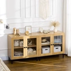 HOMCOM Lot De 2 Buffets - 2 X 2 Portes Vitrines Verre Avec étagères 6 HOMCOM Lot De 2 Buffets - 2 X 2 Portes Vitrines Verre Avec étagères -Boutique Maisons du Monde lot de 2 buffets 2 x 2 portes vitrines verre avec etageres 2