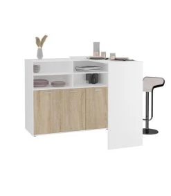 CALICOSY Meuble Multifonctions Buffet Et Table Bar - L124,1 Cm - Marron -Boutique Maisons du Monde meuble multifonctions buffet et table bar l124 1 cm marron 3