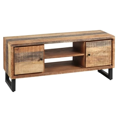 Altobuy Meuble Tv 2 Portes Acier Et Bois Massif 1 Altobuy Meuble Tv 2 Portes Acier Et Bois Massif