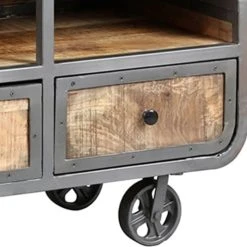 Altobuy Meuble Tv 3 Tiroirs Acier Et Bois Massif -Boutique Maisons du Monde meuble tv 3 tiroirs acier et bois massif 2