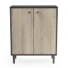 CALICOSY Petit Buffet 2 Portes L61cm - Noir/bois