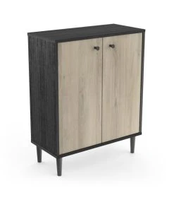 CALICOSY Petit Buffet 2 Portes L61cm - Noir/bois -Boutique Maisons du Monde petit buffet 2 portes l61cm noir bois 2