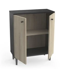 CALICOSY Petit Buffet 2 Portes L61cm - Noir/bois -Boutique Maisons du Monde petit buffet 2 portes l61cm noir bois 3