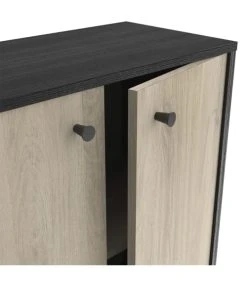 CALICOSY Petit Buffet 2 Portes L61cm - Noir/bois -Boutique Maisons du Monde petit buffet 2 portes l61cm noir bois 4
