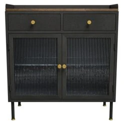 Rendez Vous Déco Petit Buffet 2 Tiroirs 2 Portes En Métal Gris Métallisé