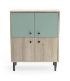 CALICOSY Petit Buffet 4 Portes L61cm - Bois / Vert