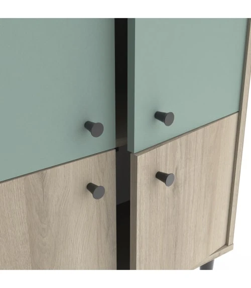 CALICOSY Petit Buffet 4 Portes L61cm - Bois / Vert 5 CALICOSY Petit Buffet 4 Portes L61cm - Bois / Vert – Image 5