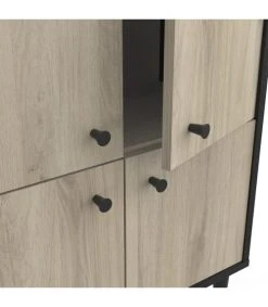 CALICOSY Petit Buffet 4 Portes L61cm - Noir/bois -Boutique Maisons du Monde petit buffet 4 portes l61cm noir bois 4
