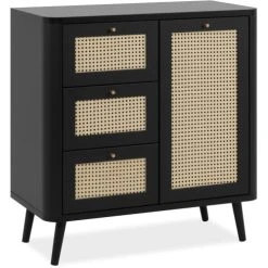 HOMIFAB Petit Buffet Cannage Et Effet Bois Noir 81 Cm -Boutique Maisons du Monde petit buffet cannage et effet bois noir 81 cm 3