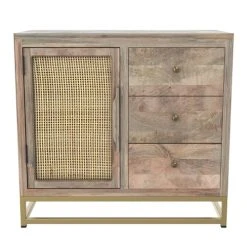 Rendez Vous Déco Petit Buffet En Bois De Manguier Patiné Et Jute